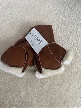 Surell Brown Faux Shearling Trim Baby Booties